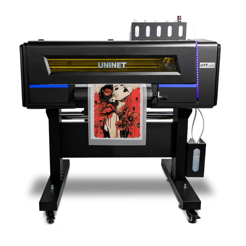 UNINET DTF 4300 Digital Transfer printer with a printed design on a white background