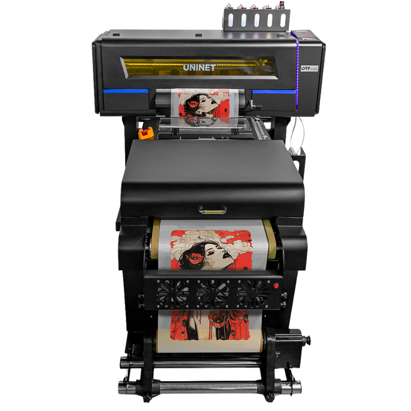 UNINET DTF 4300 Digital Transfer  printing machine with a printed design on a white background
